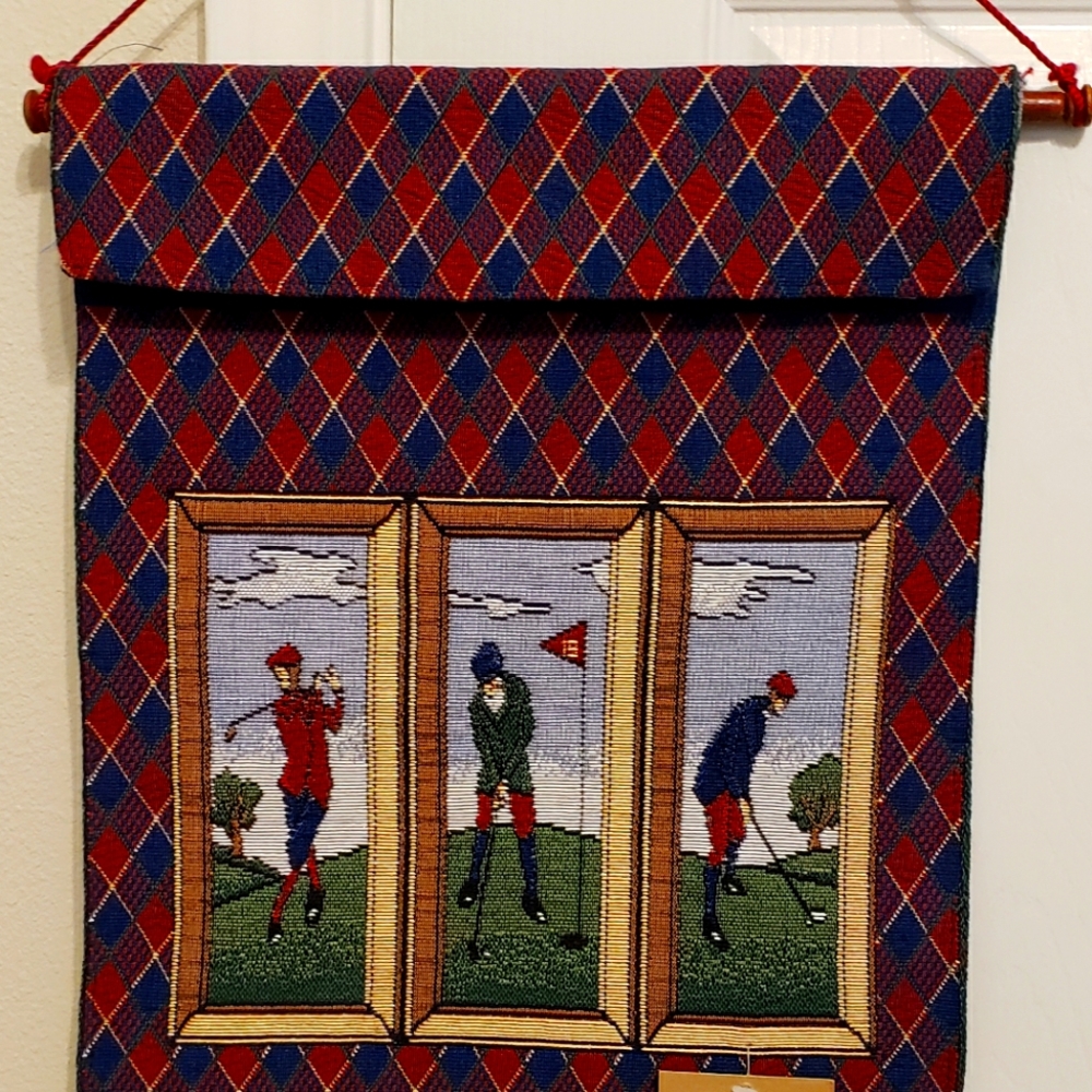 Windham Weavers Golf themed wall hanging 13x16.5